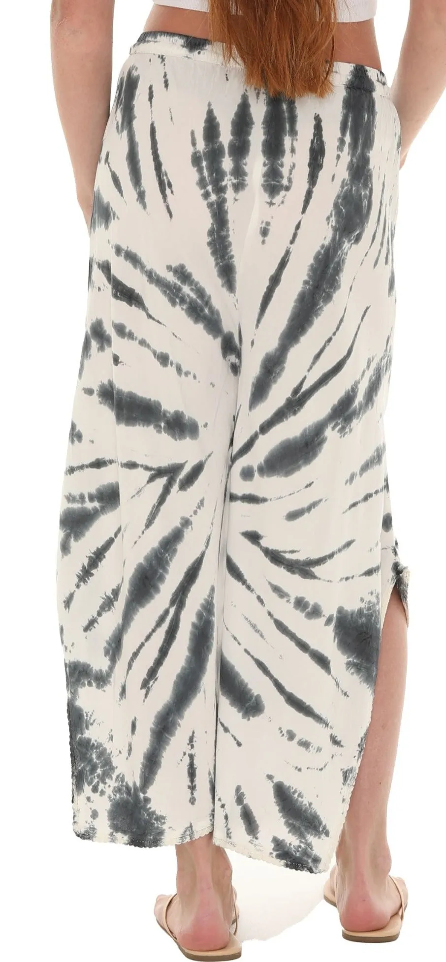 Tie-Dye Split-Hem Gaucho Pants
