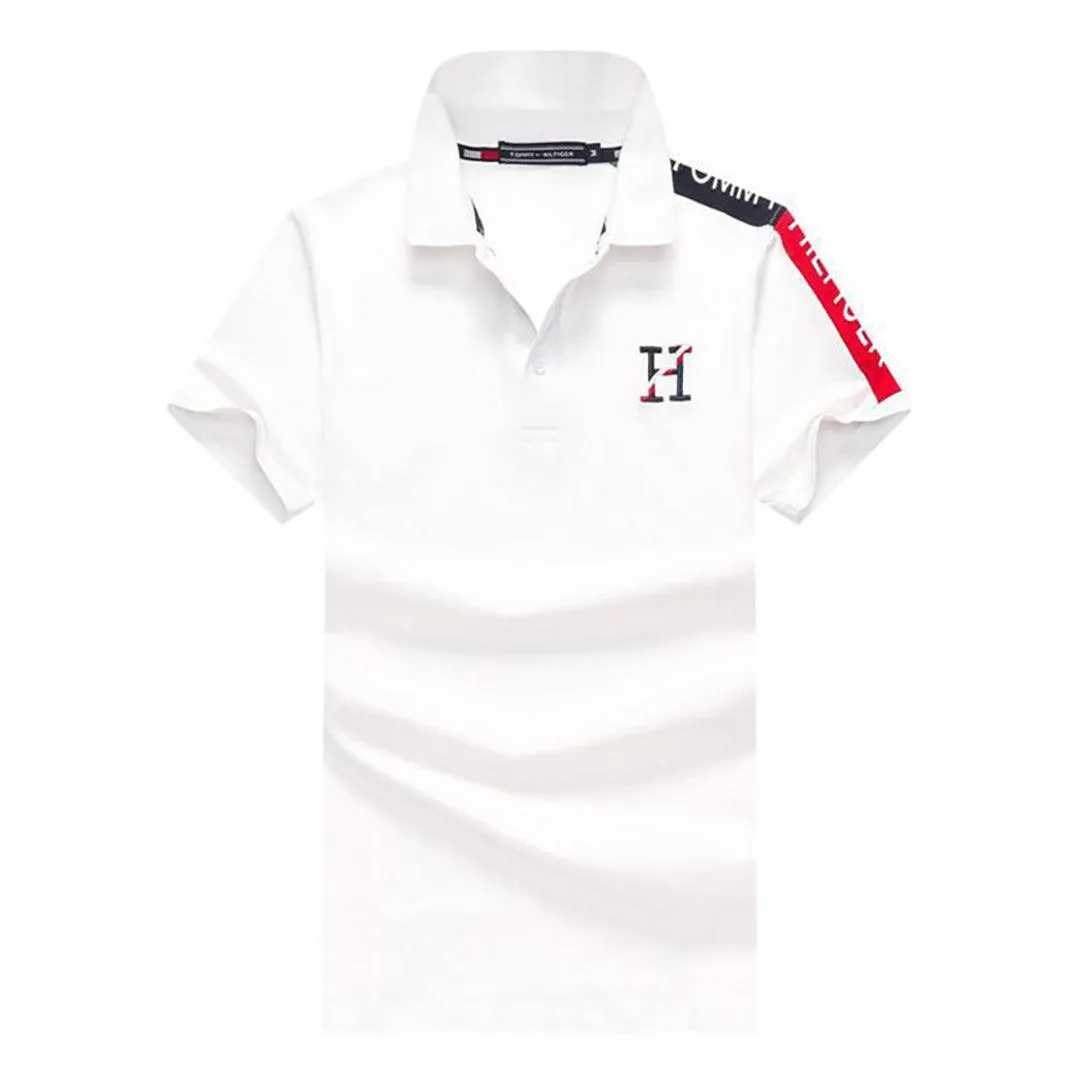 Tom  Essential Organic Cotton Crest Polo-White