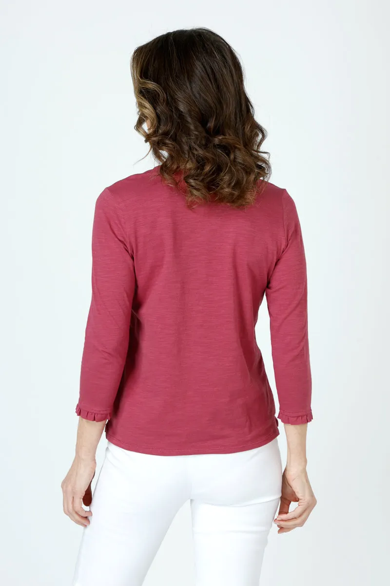 Top Ligne V Neck Ruffle Tee