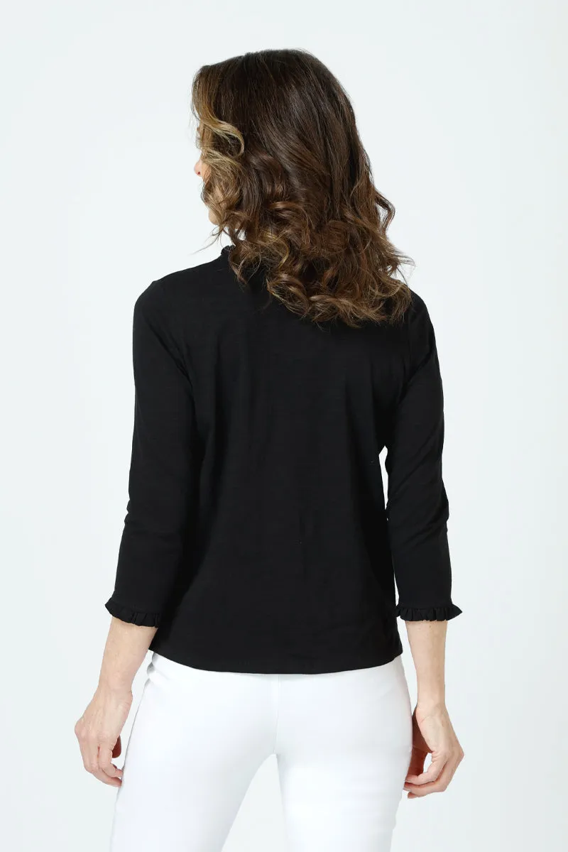 Top Ligne V Neck Ruffle Tee