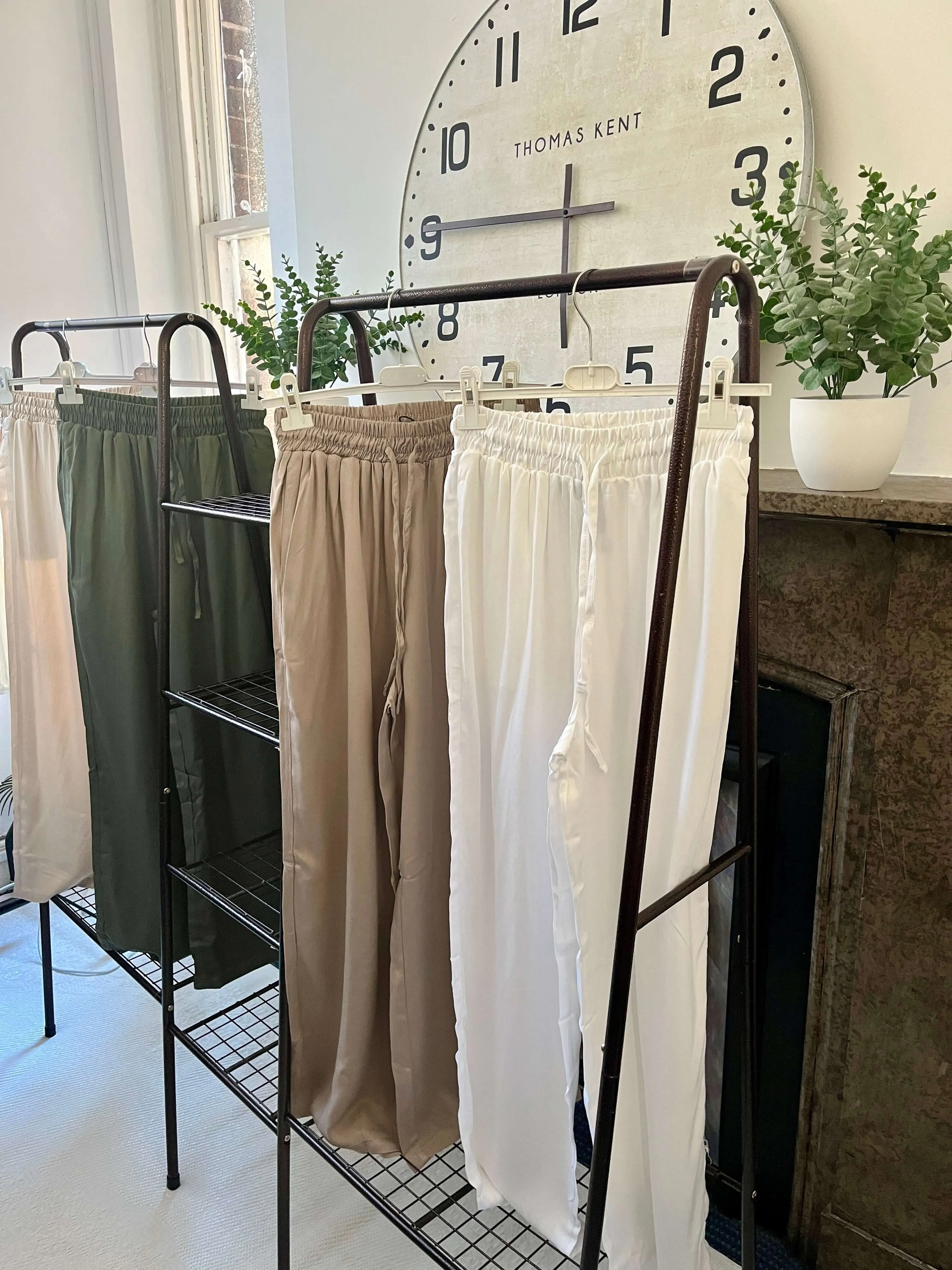 Twill Elasticated Waist Wide Leg Palazzo Trousers