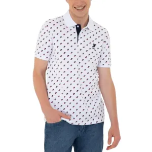 U.S. POLO ASSN. Short Sleeve Flags Front Knit Polo Shirt Men - WHT
