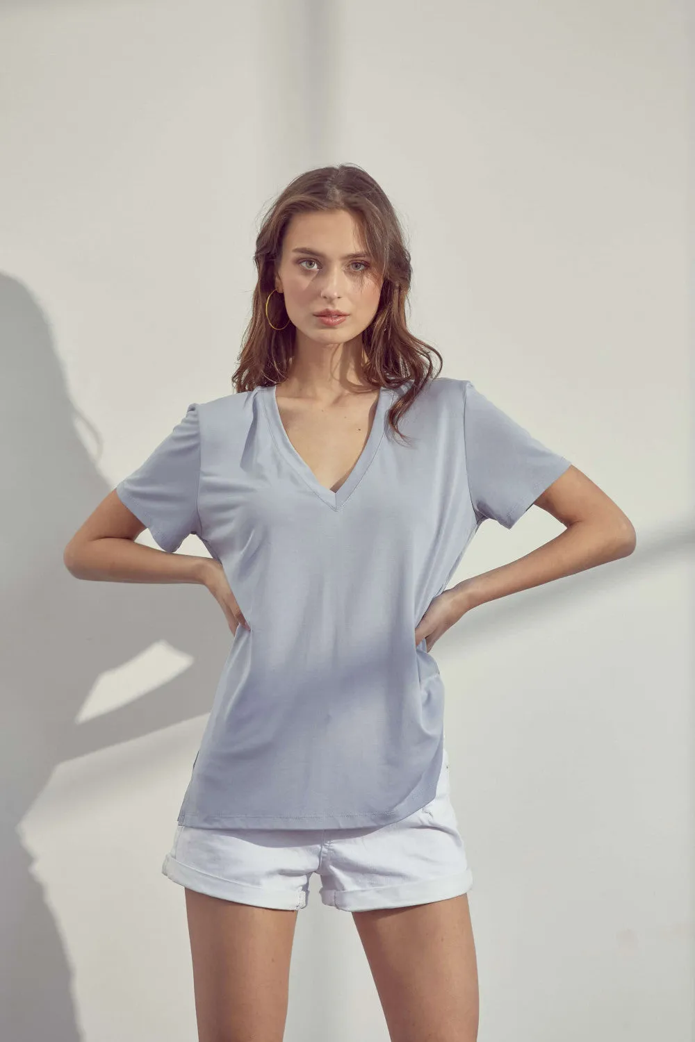 V-Neck Modal Tee (Light Blue)