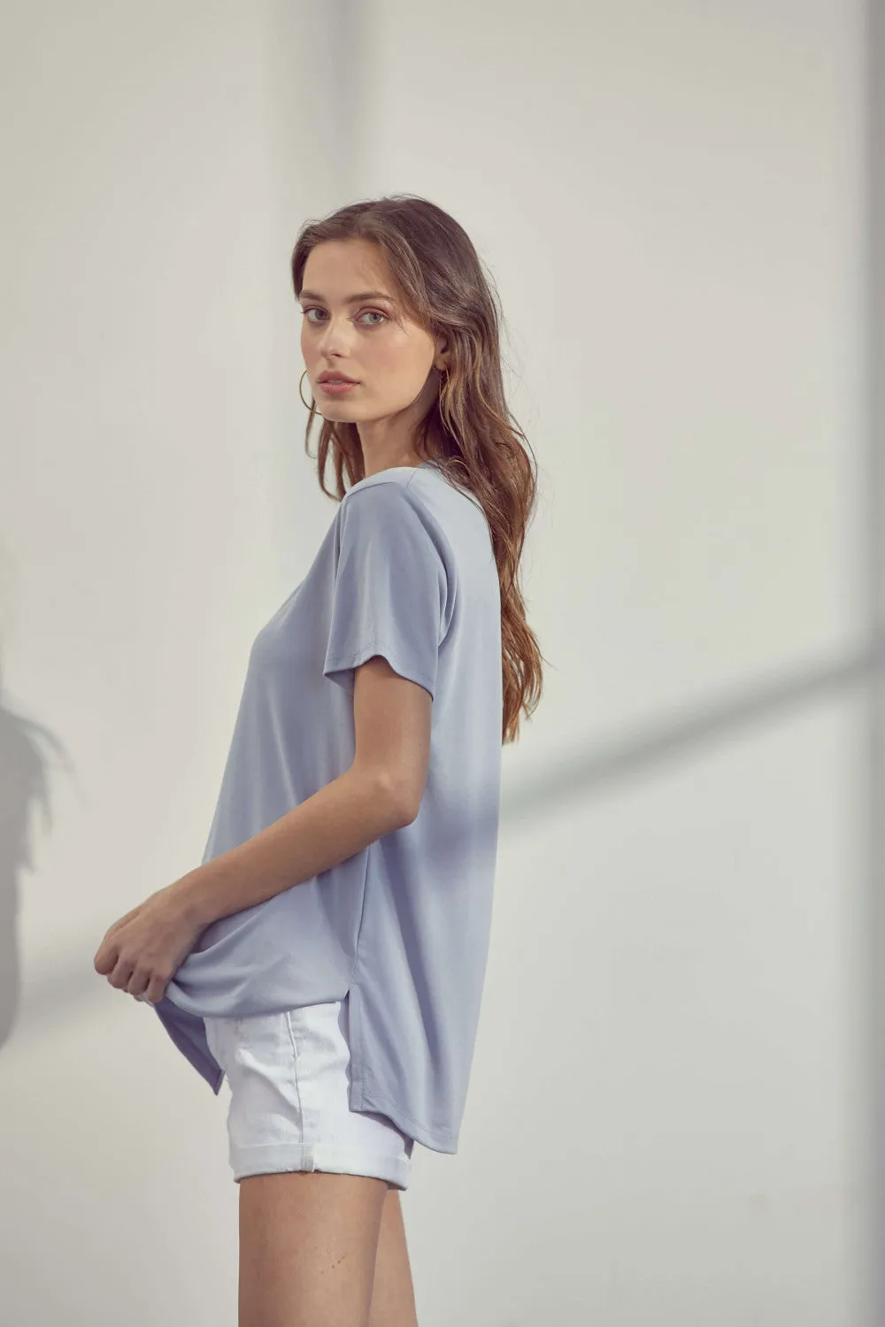 V-Neck Modal Tee (Light Blue)