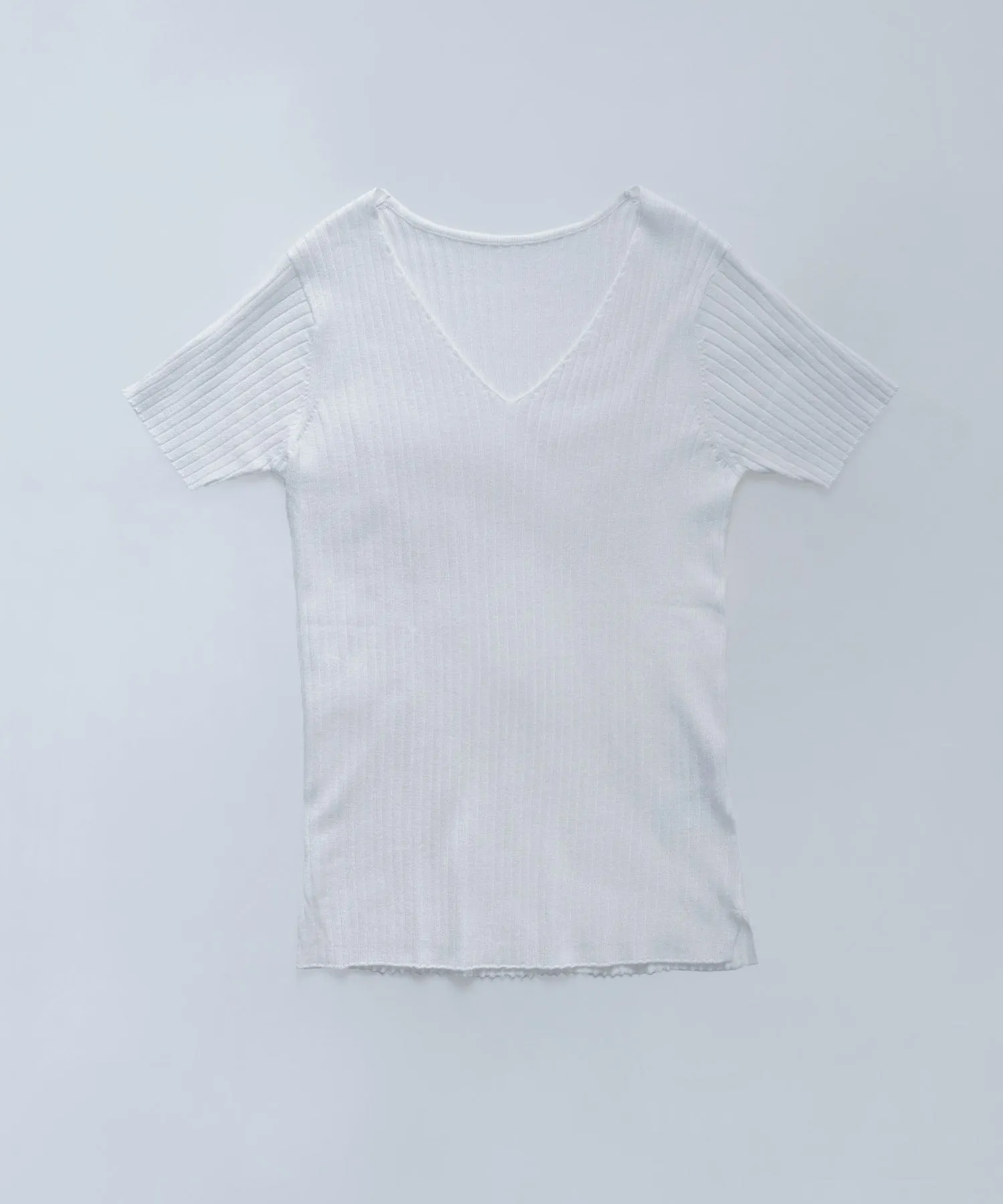 V-neck rib summer knit