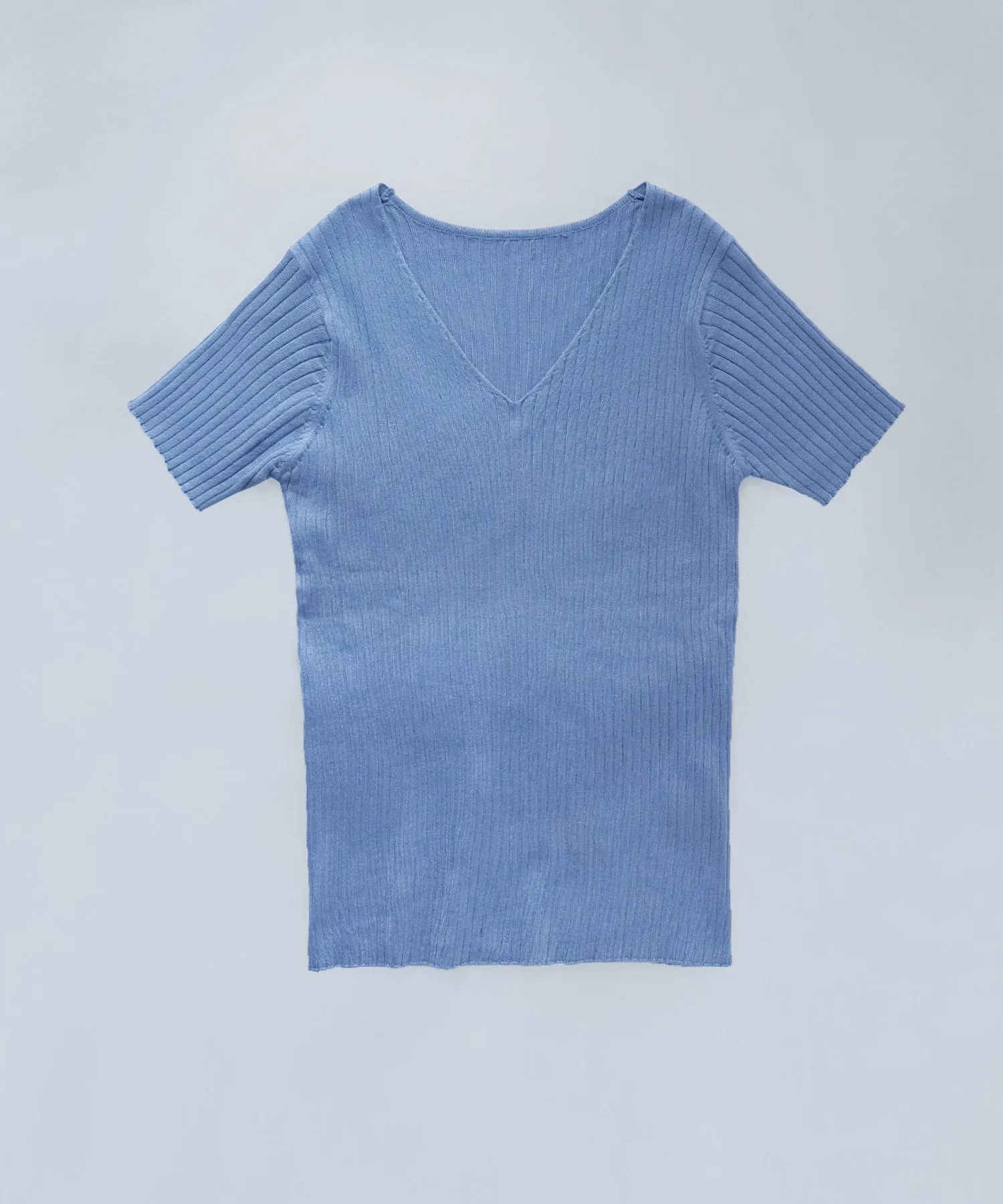 V-neck rib summer knit