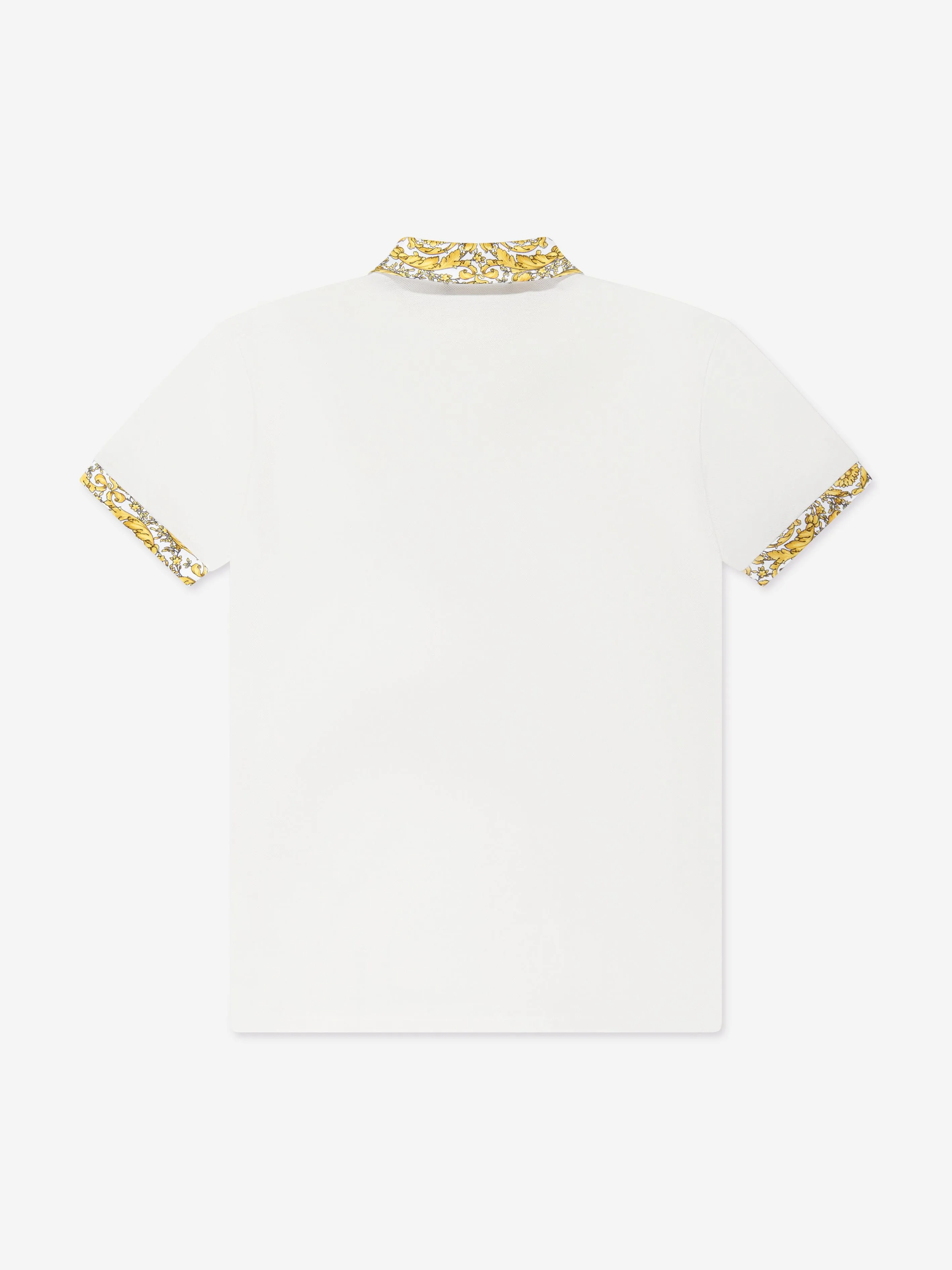 Versace Boys Barocco Trim Polo Shirt in White
