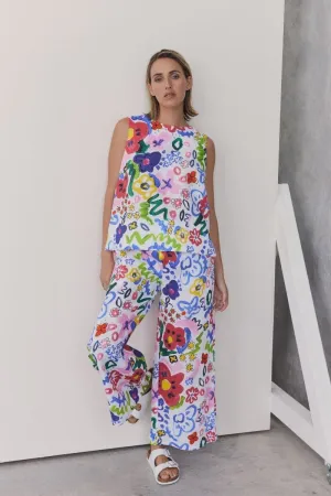 Wear Colour - 100% Linen Wide Leg Pant Floral Print | W17