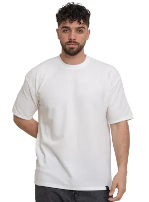 White Ribbed Over Size Round T-Shirt