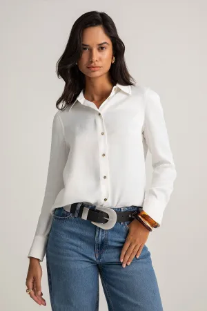 White Satin Smart Casual Shirt