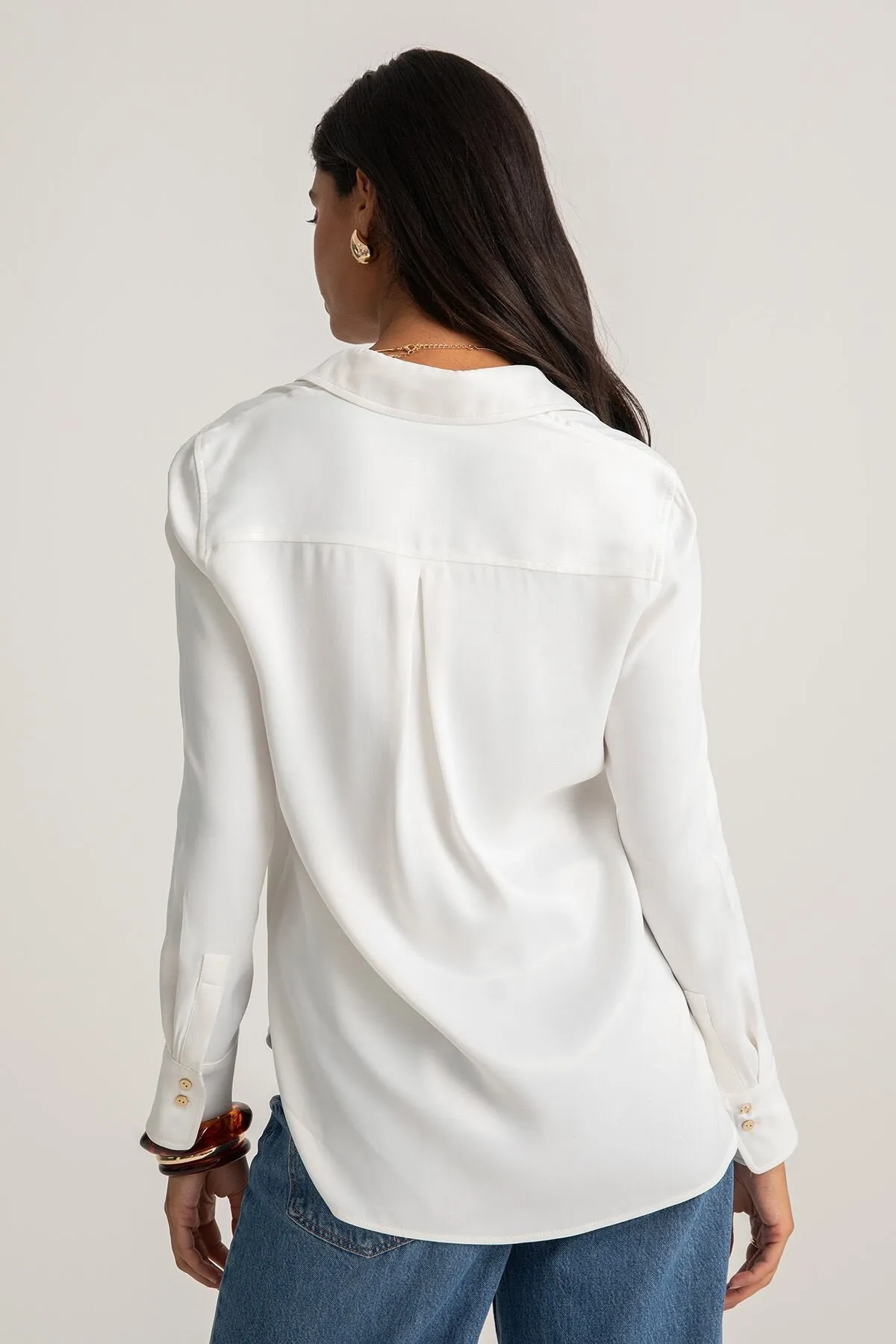 White Satin Smart Casual Shirt