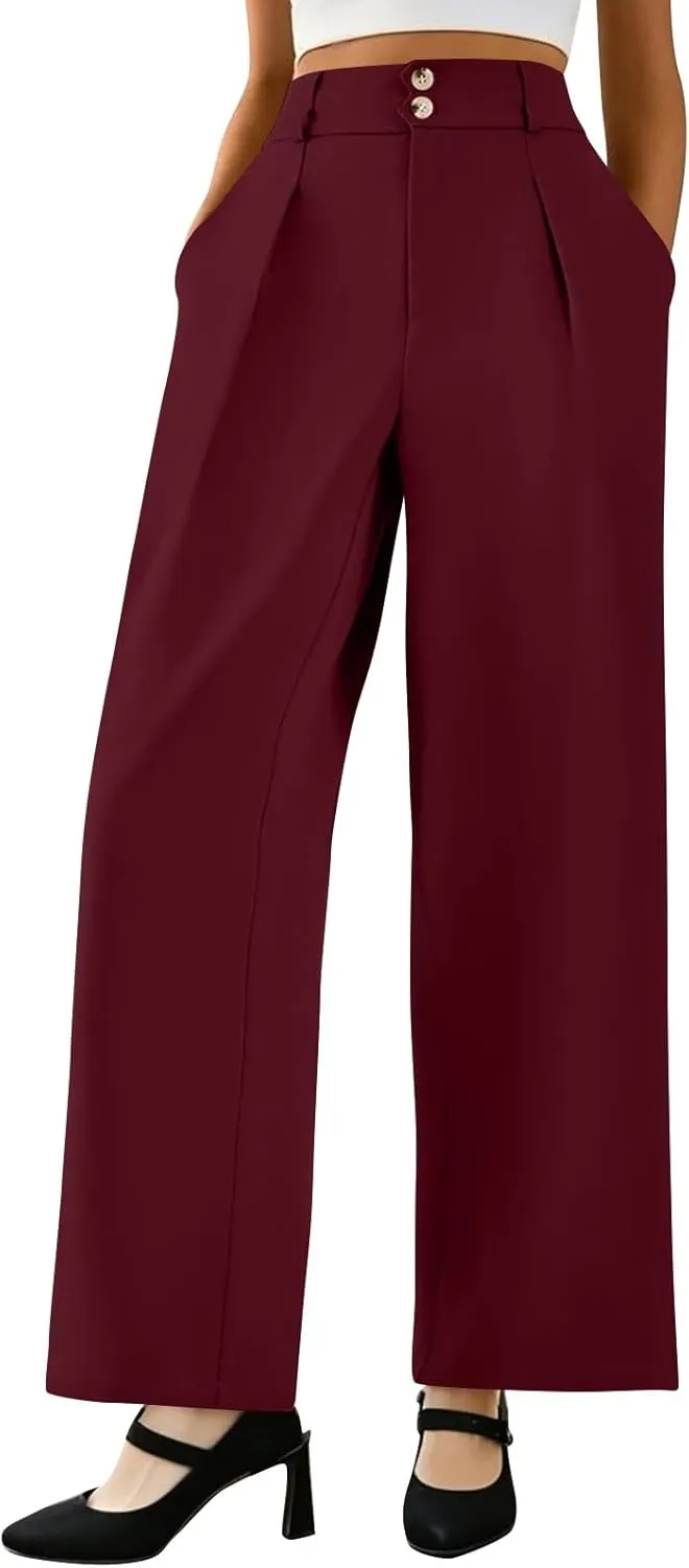 Wide Leg Dress Pants Women Tummy Control High Waist Business Casual Pants Premium Slim Fit Slacks Office Trousers Pants