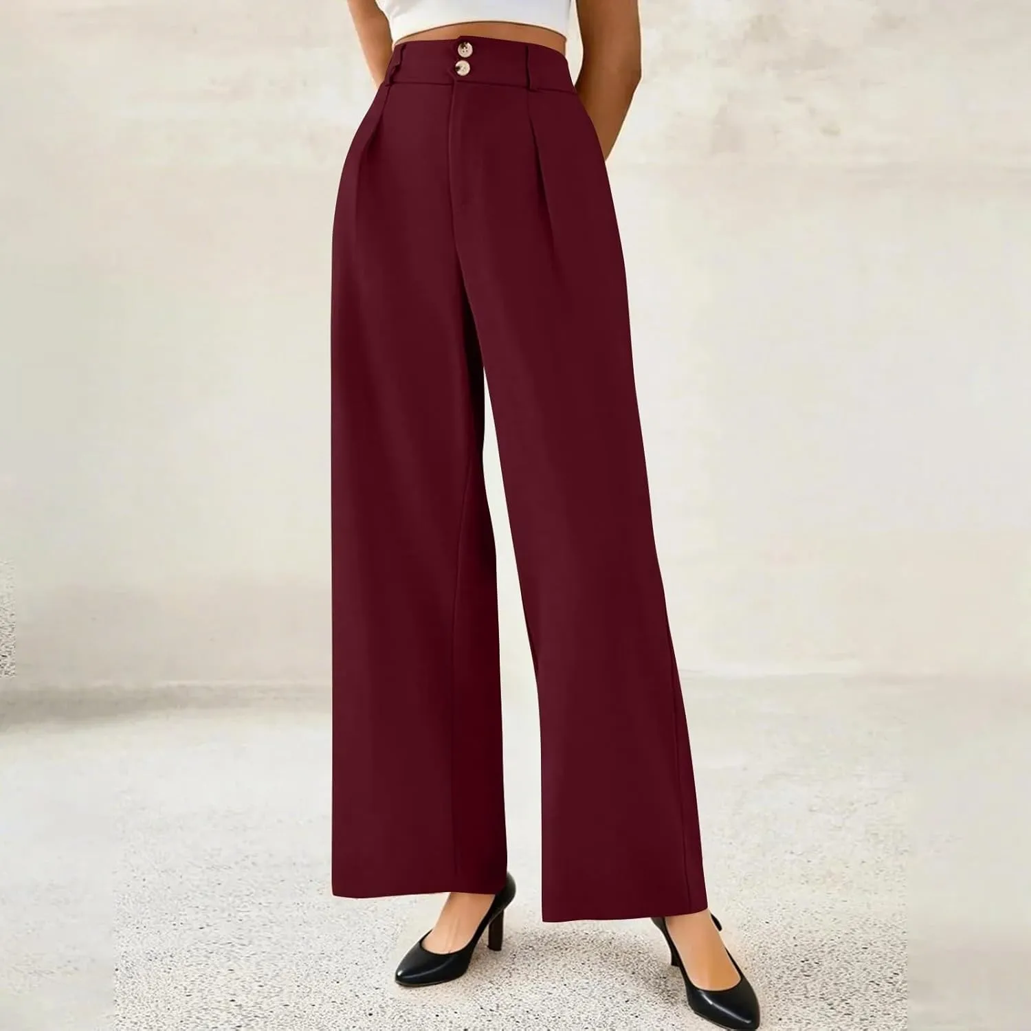 Wide Leg Dress Pants Women Tummy Control High Waist Business Casual Pants Premium Slim Fit Slacks Office Trousers Pants