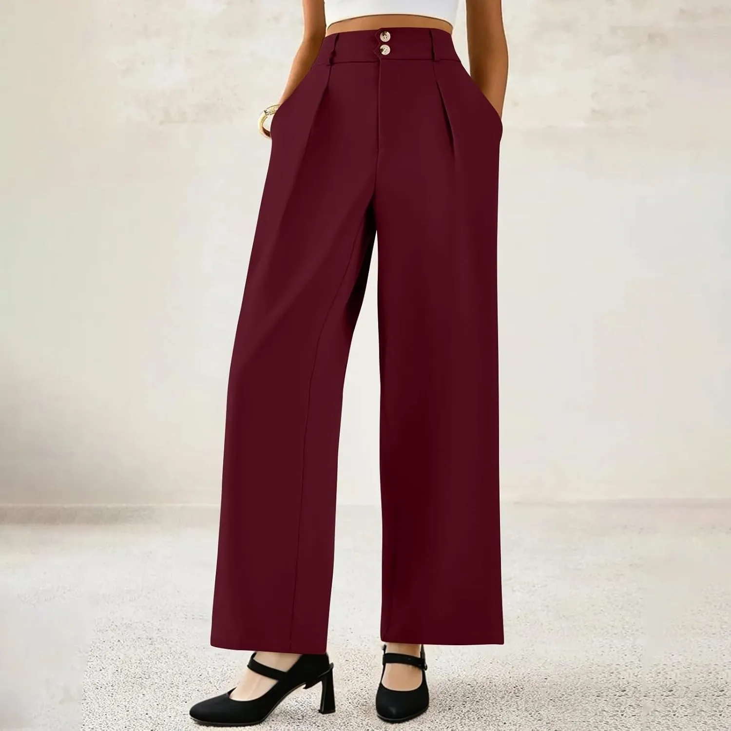 Wide Leg Dress Pants Women Tummy Control High Waist Business Casual Pants Premium Slim Fit Slacks Office Trousers Pants