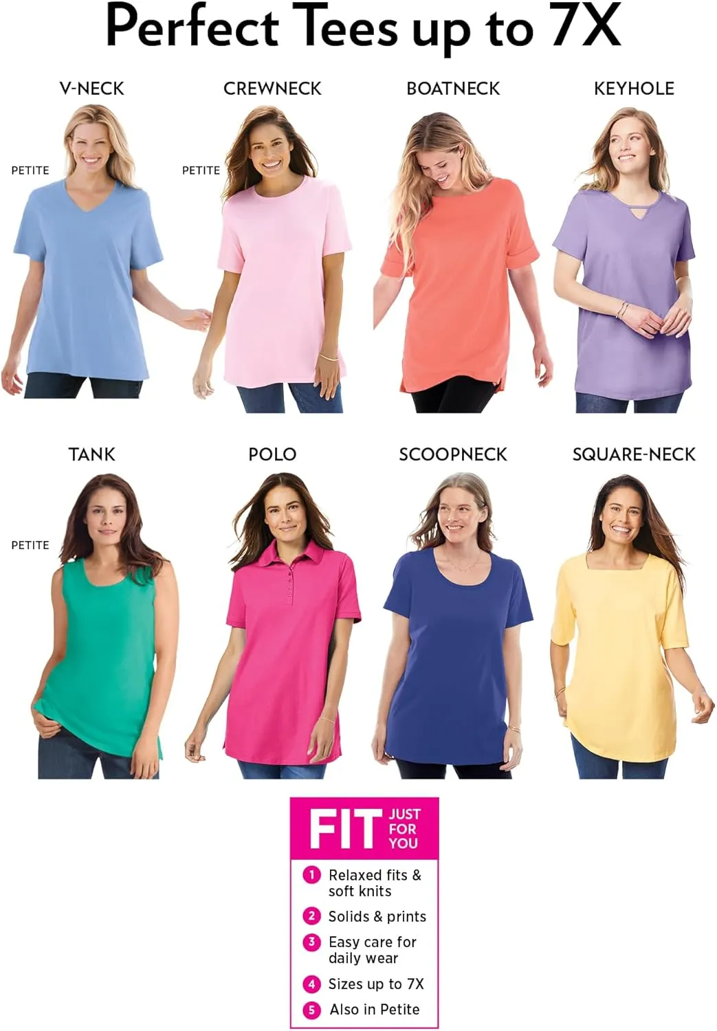 Woman Within Plus Size Perfect Short-Sleeve V-Neck Tee (Petite Available)