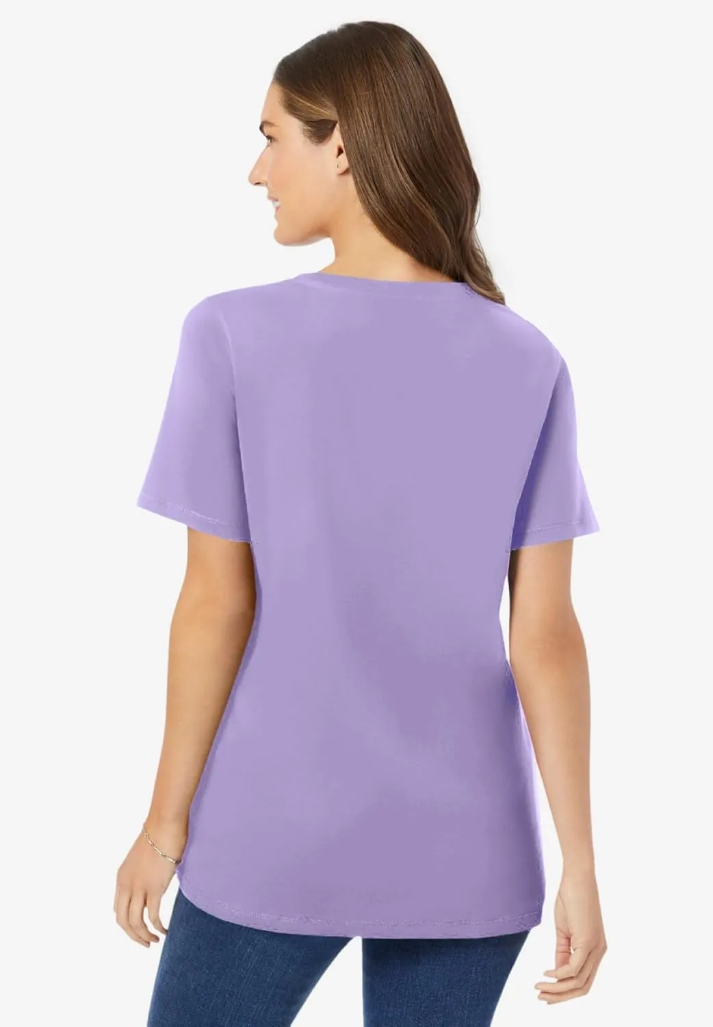 Woman Within Plus Size Perfect Short-Sleeve V-Neck Tee (Petite Available)