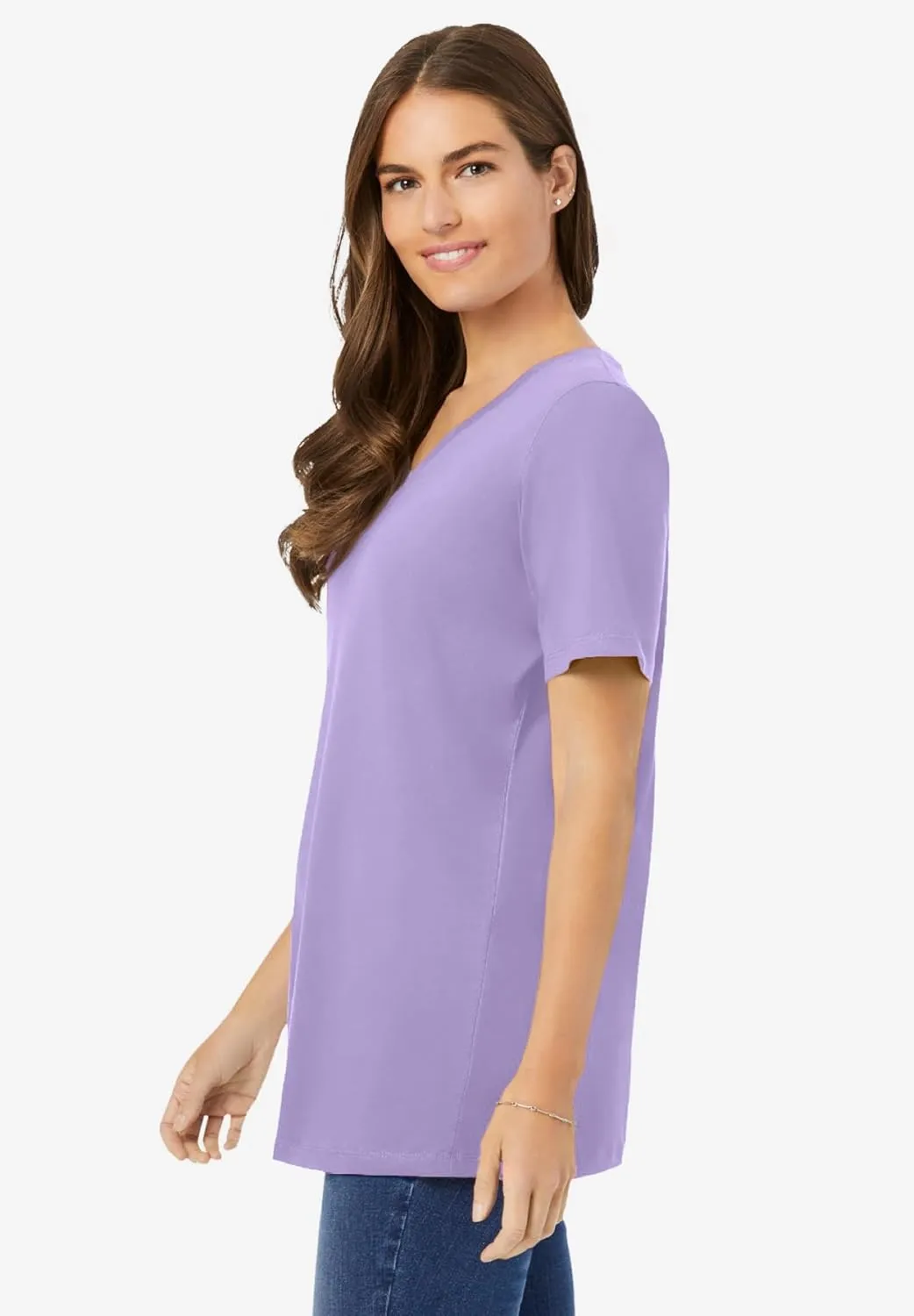 Woman Within Plus Size Perfect Short-Sleeve V-Neck Tee (Petite Available)