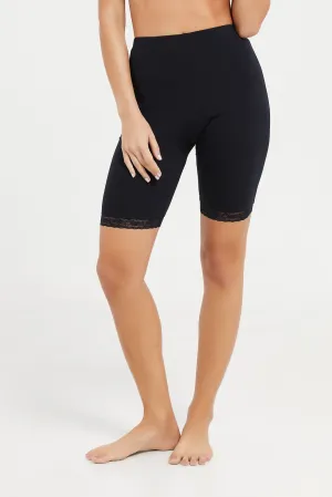 Women Black Comfort Knit Short