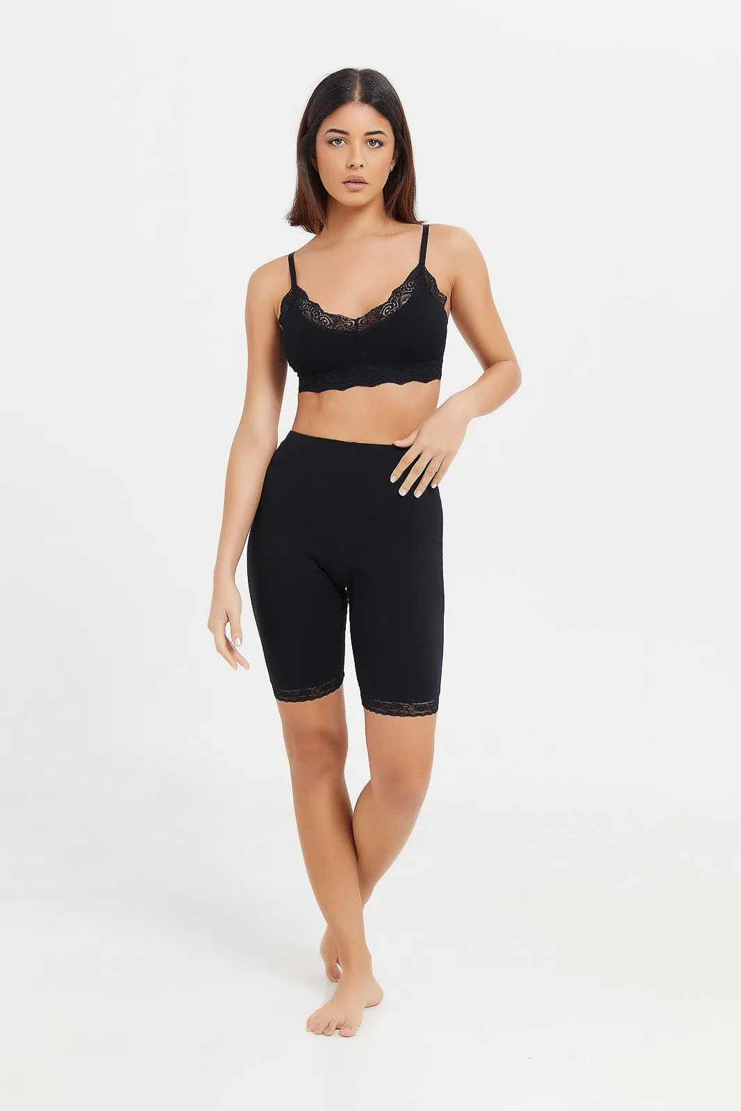 Women Black Comfort Knit Short