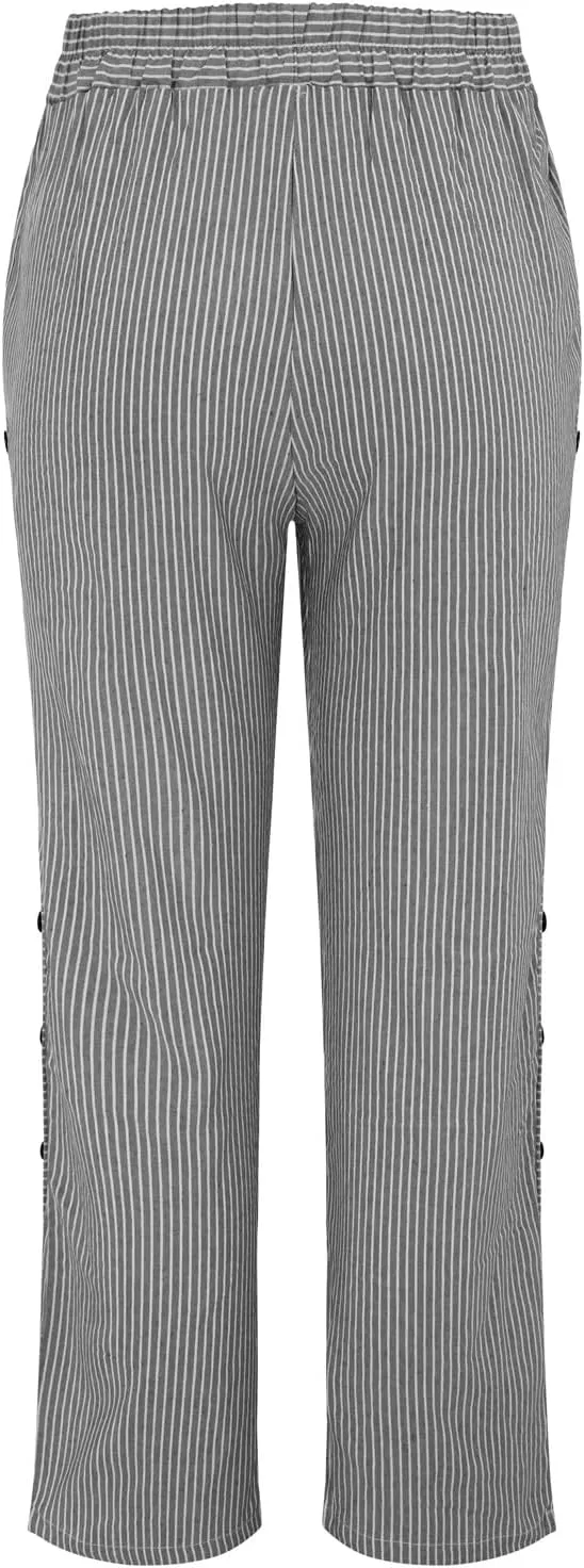 Women Linen Pants High Waist Adjustable High Waisted Dressy Trousers Linen Pants Women Summer Solid Lounge Long Trousers