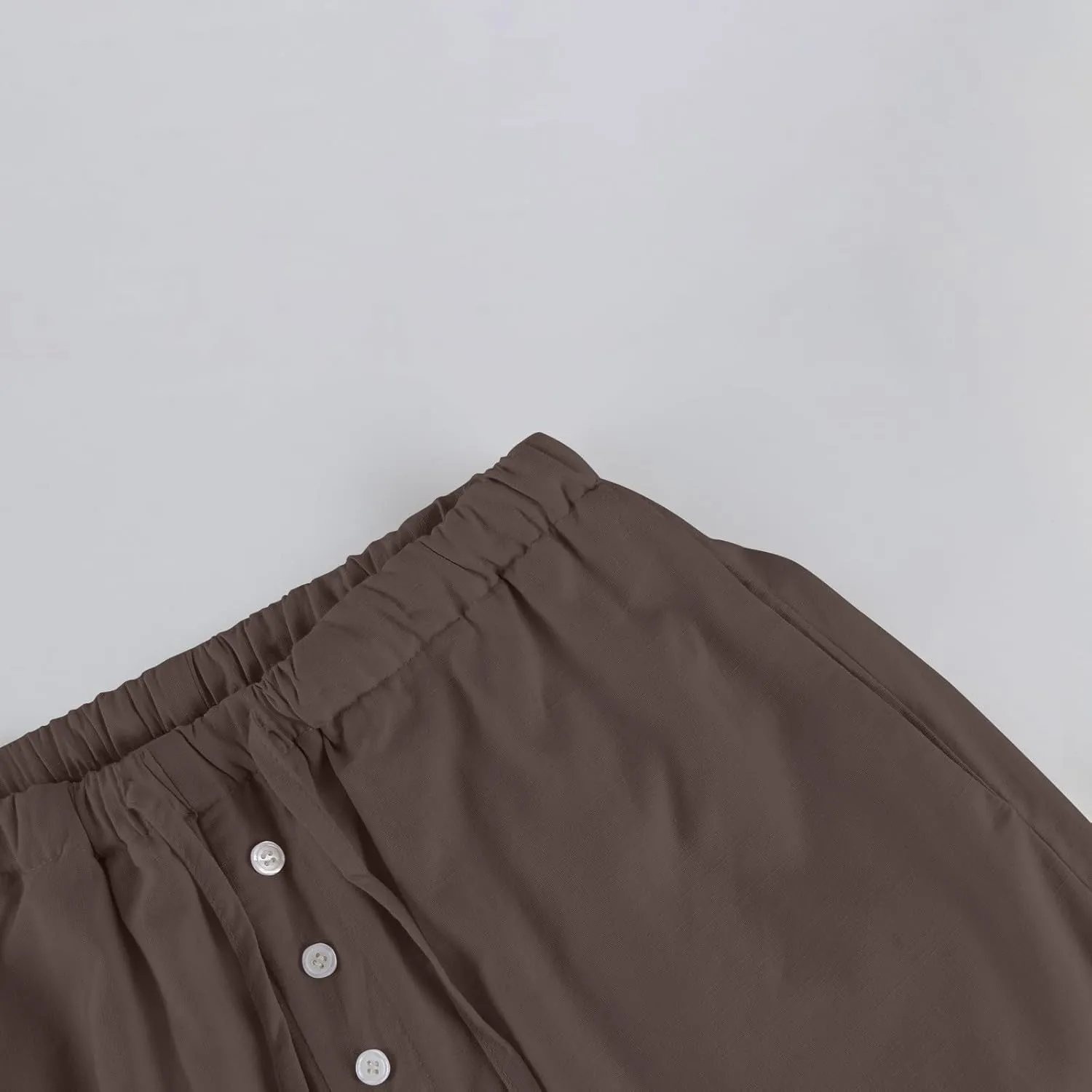 Womens Casual Pants Wide Leg Linen High Waisted Summer Fashion Comfy Pants Elastic Button Up Pockets Solid 2025 Outfit
