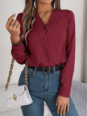 Women’s Elegant V-Neck Long Sleeve Blouse