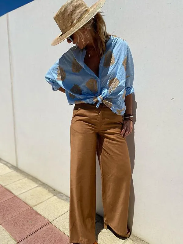 Women's Linen Printed Blouse
