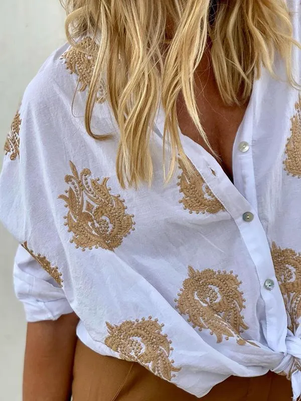 Women's Linen Printed Blouse