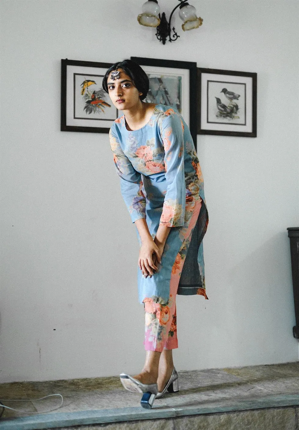YAM   I  Tamarama  HELEN SET KURTA SET MULMUL BLUE & PINK Festive Collections YAMKU19