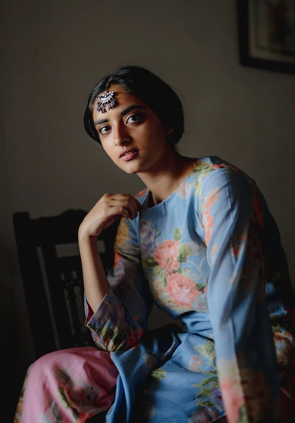 YAM   I  Tamarama  HELEN SET KURTA SET MULMUL BLUE & PINK Festive Collections YAMKU19