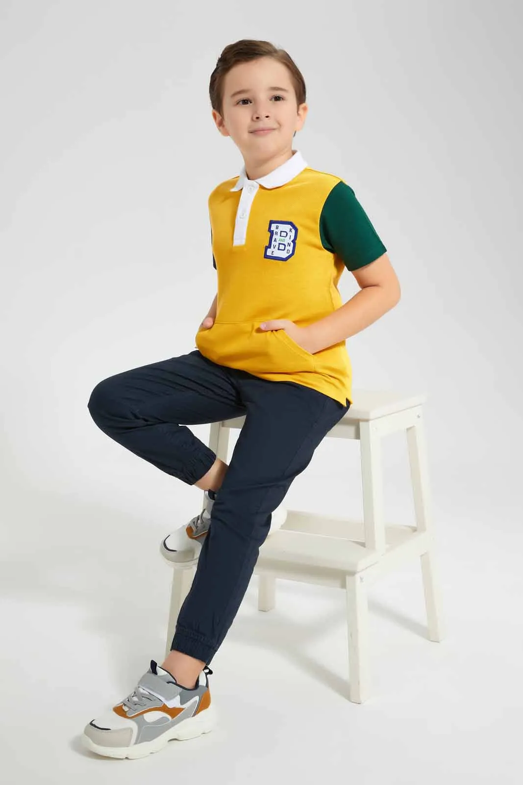 Yellow Kangaroo Pocket Polo Shirt