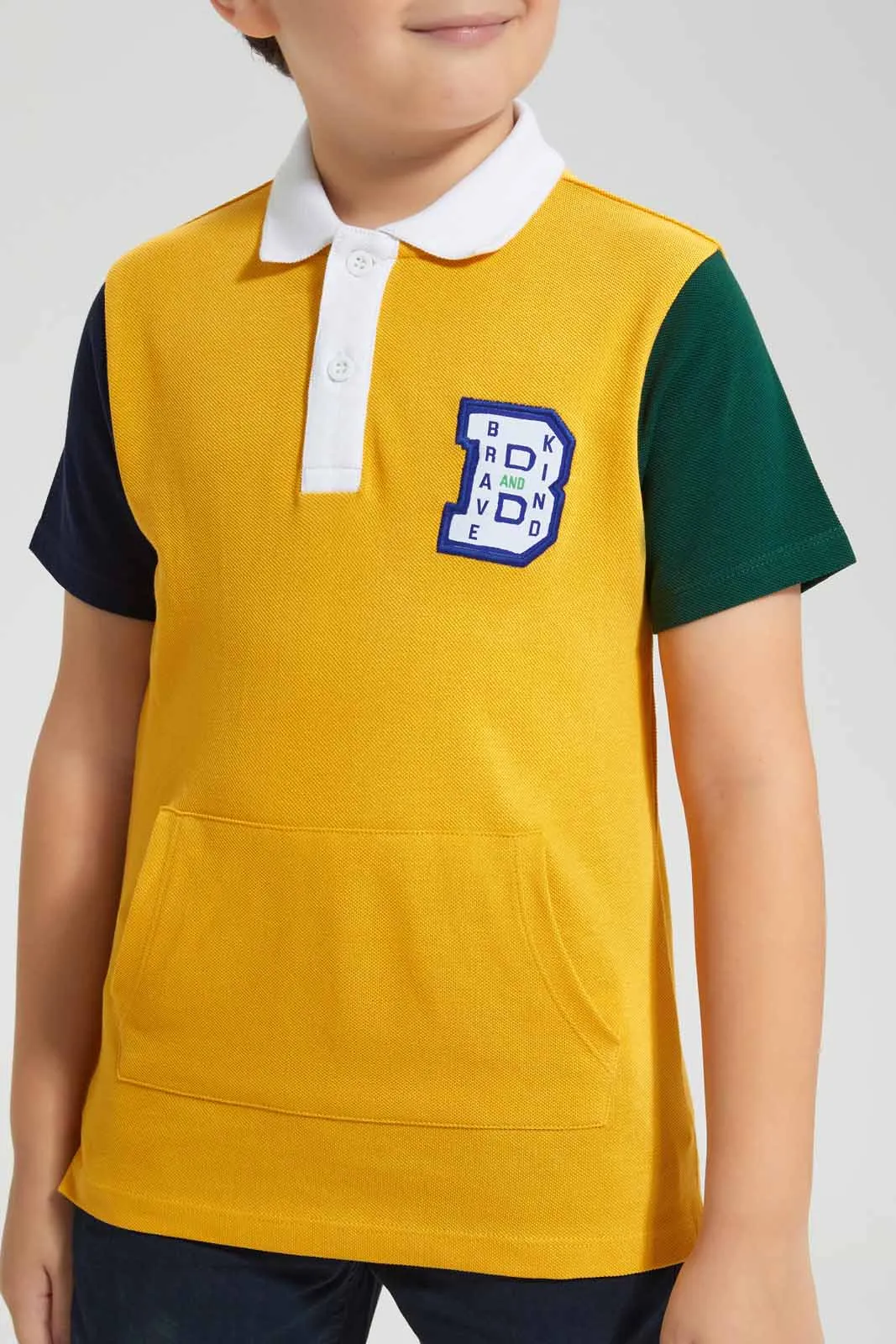 Yellow Kangaroo Pocket Polo Shirt