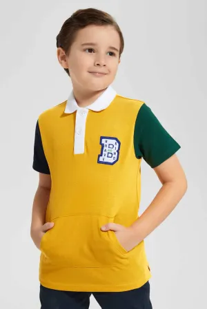 Yellow Kangaroo Pocket Polo Shirt