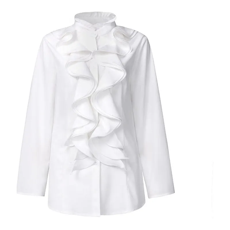 ZANZEA Women's Chic Top Long Sleeves With Ruffles Elegant Flounce