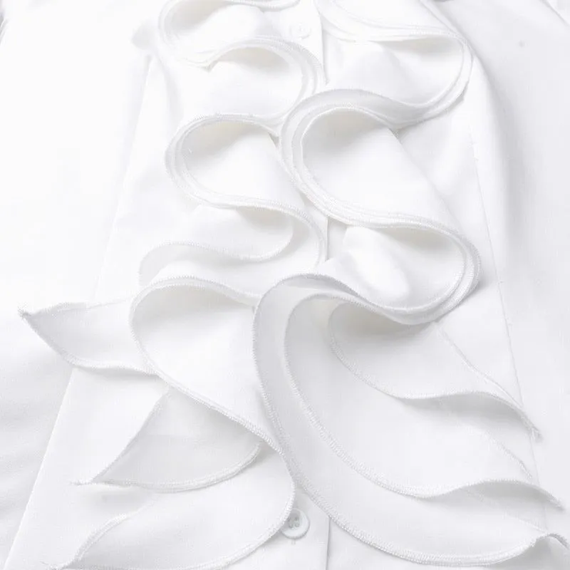 ZANZEA Women's Chic Top Long Sleeves With Ruffles Elegant Flounce
